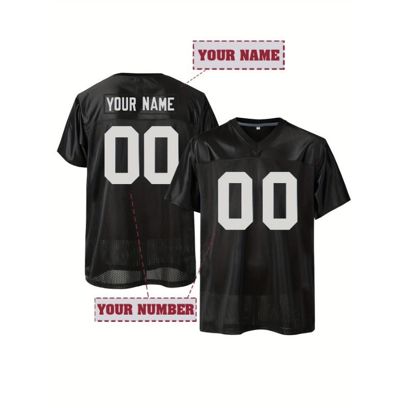 Custom Men's Black Football Jersey for Las Vegas Fans – Front and Back View with Personalized Name and Number