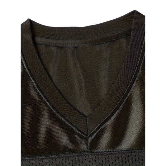 Close-up of a Men's Black Football Jersey – Las Vegas Fan Gameday Gear with mesh design on a white background