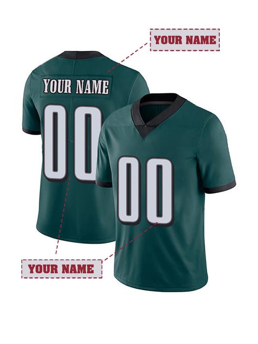 Custom Men's Midnight Green Football Jersey for Philadelphia Fans – Personalized Stitched Name and Number