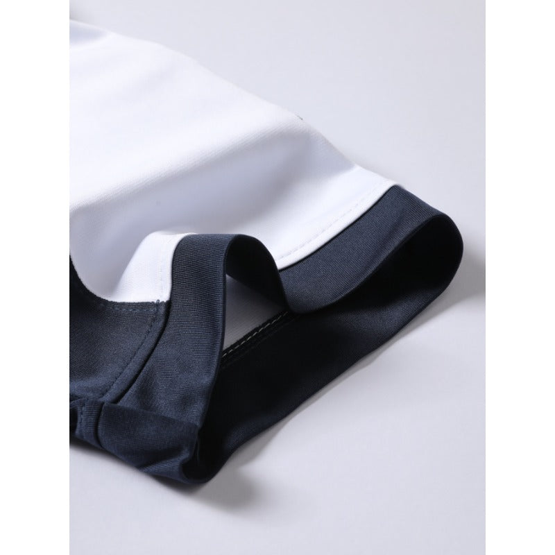 Navy Football Jersey with white trim on a light gray background