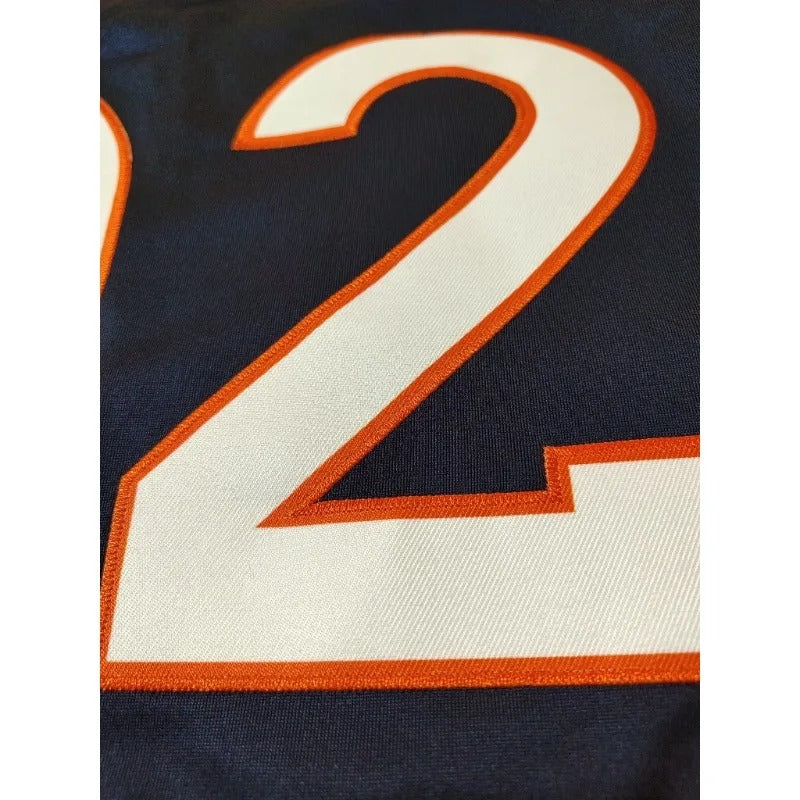 close up Custom Men's Orange Navy Football Jersey with number 